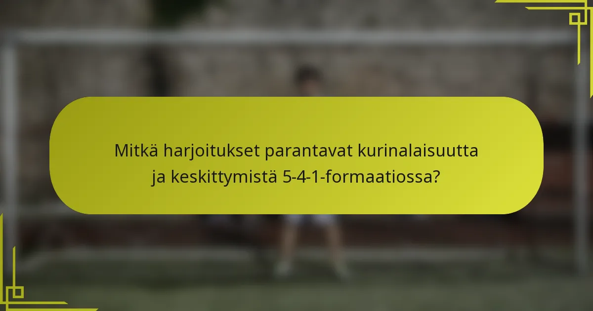 Mitkä harjoitukset parantavat kurinalaisuutta ja keskittymistä 5-4-1-formaatiossa?